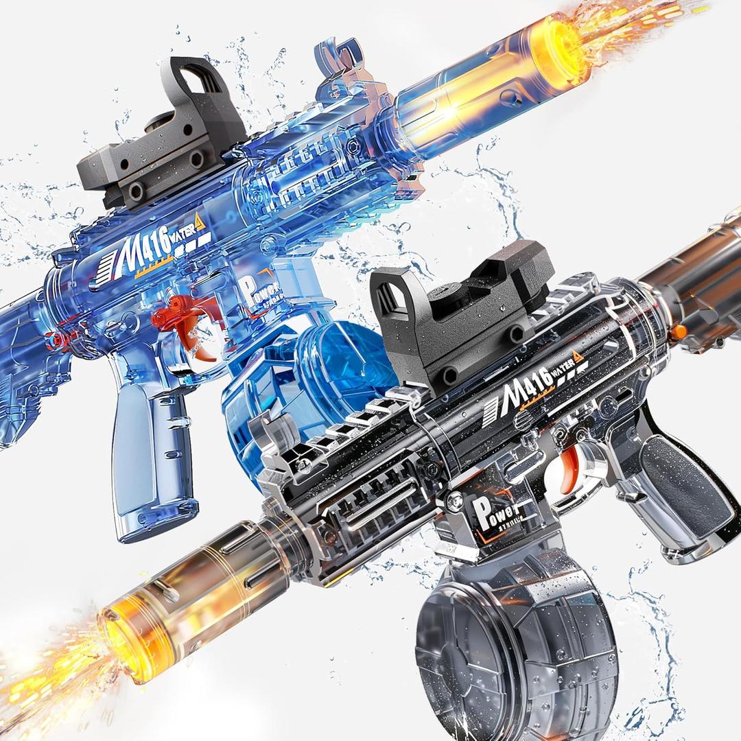 2 Pack Water Gun for Kids, Squirt Guns for Kids with LED Light & 25 FT Shooting Range, Large Capacity No Leak Water Gun, Summer Swimming Pool Beach Outdoor Water Fighting Parties Toys