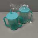 Sliner Adult Sippy Cups for Elderly 12 oz Straw Sippy Cups with 2 Handles No Spill for Adults Spill Proof Dysphagia Cup for Disabled Patients (Blue)