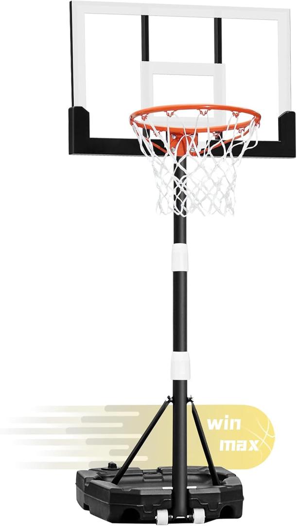 WIN.MAX Kids Basketball Hoop 29 in Backboard, 3.2 to 7.2FT Adjustable Height, Swimming Pool Basketball Hoop Outdoor for Kids/Adults Indoor Outdoor