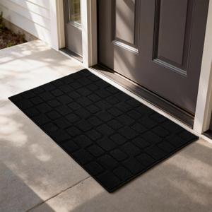 Front Door Mat Outside Entrance, Outdoor Indoor Door Mats for Entryway, Entrance, Entry, Patio, Waterproof Non Slip Doormat, Low-Profile, 24" 35", Black