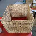 12 x 10 in Water Hyacinth Storage Baskets, Wicker Storage Baskets for Shelves, Foldable Square Bins for IKEA Kallax Set of 3, Large Cubby Rattan Basket, Wicker Basket for Organizing