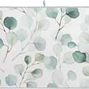 Sage Green Leaves Dish Drying Mat for Kitchen Counter Watercolor Branch Plant Drying Mat 18 x 24 Inch with High Absorbent Reversible Microfiber Dish Drying Pad Drainer Mat for Coffee Bar