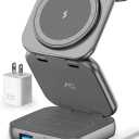 Wireless Charger for MagSafe, AC Island 5-in-1 Portable Travel Charging Station, 15W Max Fast Foldable Magnetic Stand, Evolved for iPhone 16/15/14/13 Series, Apple Watch, AirPods (with 35W Adapter)