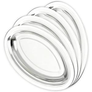4 Pcs Stainless Steel Serving Tray Large Oval Platter Set,Stainless Steel Platter Heavy Duty Mirror Polish Oval Sizzle Platters Plate for All Dining Occasions,Kitchen,11.0",11.8",13.8",15.7"