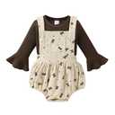 Tiny Cutey Newborn Baby Girl Clothes Bell Sleeve Romper and Corduroy Overalls Shorts Infant Girl Fall Outfits(Coffee romper and butterfly beige overalls,3-6 Months)