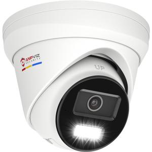 Anpviz 4K PoE IP Camera Outdoor, 8MP Smart Dual Light Turret Camera, Human/Vehicle Detection, 2.8mm Lens Wide Angle, Full Metal Housing, Built-in Mic, 120dB WDR, IP67, No Adapter, IPC-D3083WD-S (White)