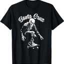 California city Santa Cruz Skeleton Surfing Skateboard T-Shirt, Black, XL