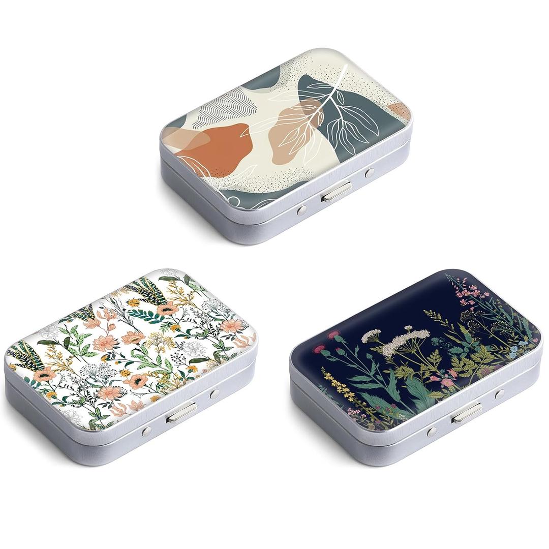 Dental Floss Portable Case, Easy to Store Floss Picks of Various Sizes, Portable Dental Floss Dispenser is Perfect for Travelling, Hotels, Dinners, Appointments.Floral 3 Piece