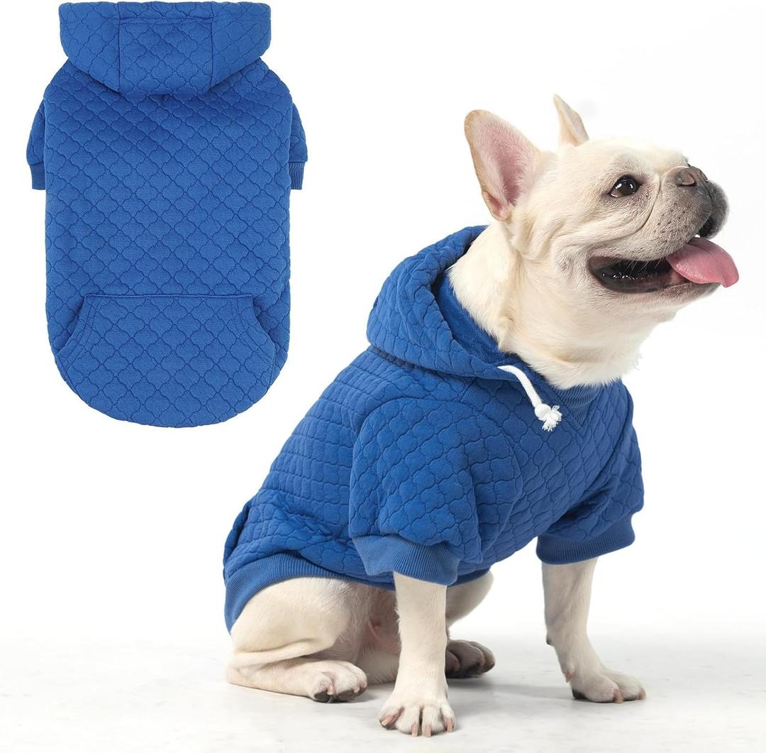 KOOLTAIL Dog Hoodie for Small Medium Large Dogs, Ultra-Warm & Soft Winter Fall Fleece Dog Hooded Sweatshirt Clothes Sweater, Lightweight Pullover Coat for Boy Girl Bulldog Pitbull Puppy Cats,Blue M-L