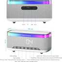 S300 Bluetooth Speaker, Wireless Speaker with 15W Wireless Charging, 13-Color Night Light, Alarm, White Noise, Radio, 10W Stereo, TWS, BT5.3, Portable Speaker for Home Office Bedroom, White