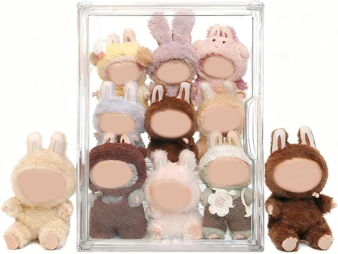 Display Case Compatible with Labubu POP MART, Acrylic Clear Display Box Shelf for POP MART Labubu Doll, 1 Pack