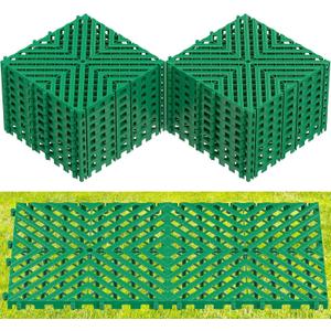 20Pcs Drive on Lawn Grid Ground Protection Mats, 15.7 x 15.7in Green