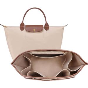 ZTUJO Premium Felt Longchamp Le Pliage Organizer Insert, Compatible with Longchamp Le Pliage Energy, Shoulder Bag, Top Handle, Xtra (Beige, Medium)
