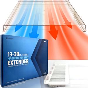 Powerful Magnetic Air Vent Extender for Floor Under Furniture - Sturdy & Durable - Super Strong Neodymium Magnets (Upgraded Patented Design) - 1.6" (H) x 14.5" (W) x Adjustable 13” to 38” Max Length