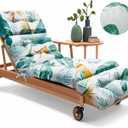 Outdoor Chaise Lounge Chair Cushion 75.1 x 22.8 x 4.7 Inches 100% Waterproof Replacement Cotton Patio Pool Lounge Chair Cushion for Outdoor Furniture with Ties, Yellow-Green Leaf