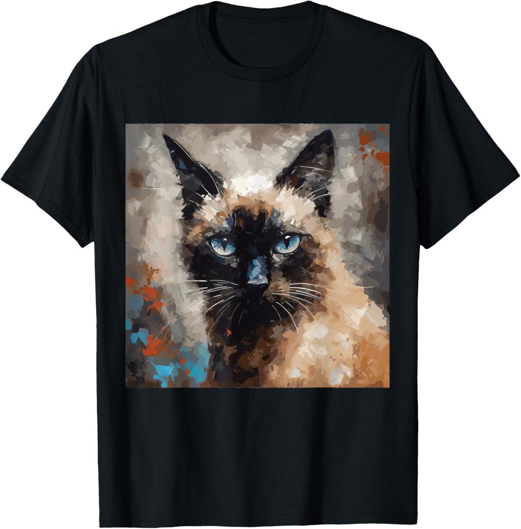 Siamese Cat Kitten Painting Cat Lover Funny Siamois Kitty T-Shirt, XXL
