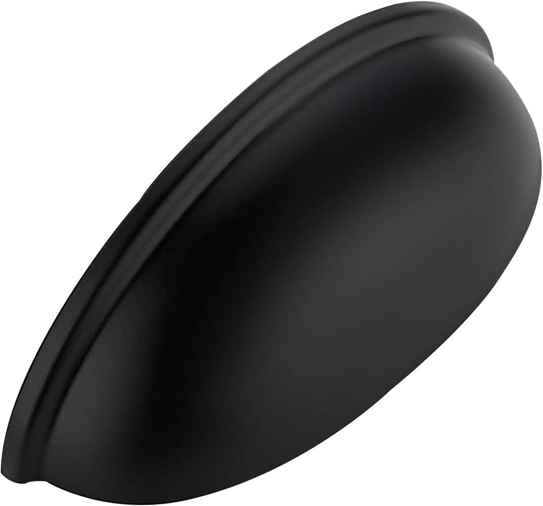 Ravinte 5 Pack 3" Drawer Pulls Flat Black Cabinet Cup Pulls Kitchen Hardware Cabinet Handles Drawer Handles Knobs 3 inch Hole Center