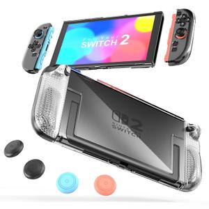 STARTRC GAMES Protective Case Compatible with Nintendo Switch 2, Transparent Protective for Nintendo Switch 2 (2025) with TPU Grip Cover Case and Thumb Caps, Shock-Absorption and Anti-Scratch Design