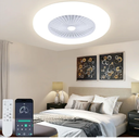 24" Bladeless Ceiling Fan with Light, Low Profile Flush Mount, 3 Color Dimmable Smart LED, 6 Speeds Timing Reversible, Modern Enclosed Ceiling Fan Remote & APP Control