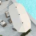 15FT Large Patio Umbrella with Base Included, Double Sided Outdoor Market Umbrella with Flexible Fiberglass Ribs, UV-Blocking Extra Large Umbrella for Garden, Pool, Deck, Creamy White, Windproof Fiberglass