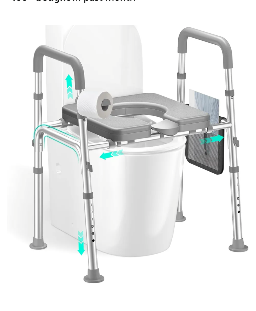 HOMEAL Raised Toilet Seat Riser with Handles for Seniors, 450LBS Heavy-Duty 3in1 Commode Chair for Disabled & Patients with Reinforced Frame & Protective Deflector, Built for Safety & Clean HOMEAL Raised Toilet Seat Riser with Handles for Seniors, 450LBS Heavy-Duty 3in1 Commode Chair for Disabled & Patients with Reinforced Frame & Protective Deflector, Built for Safety & Clean