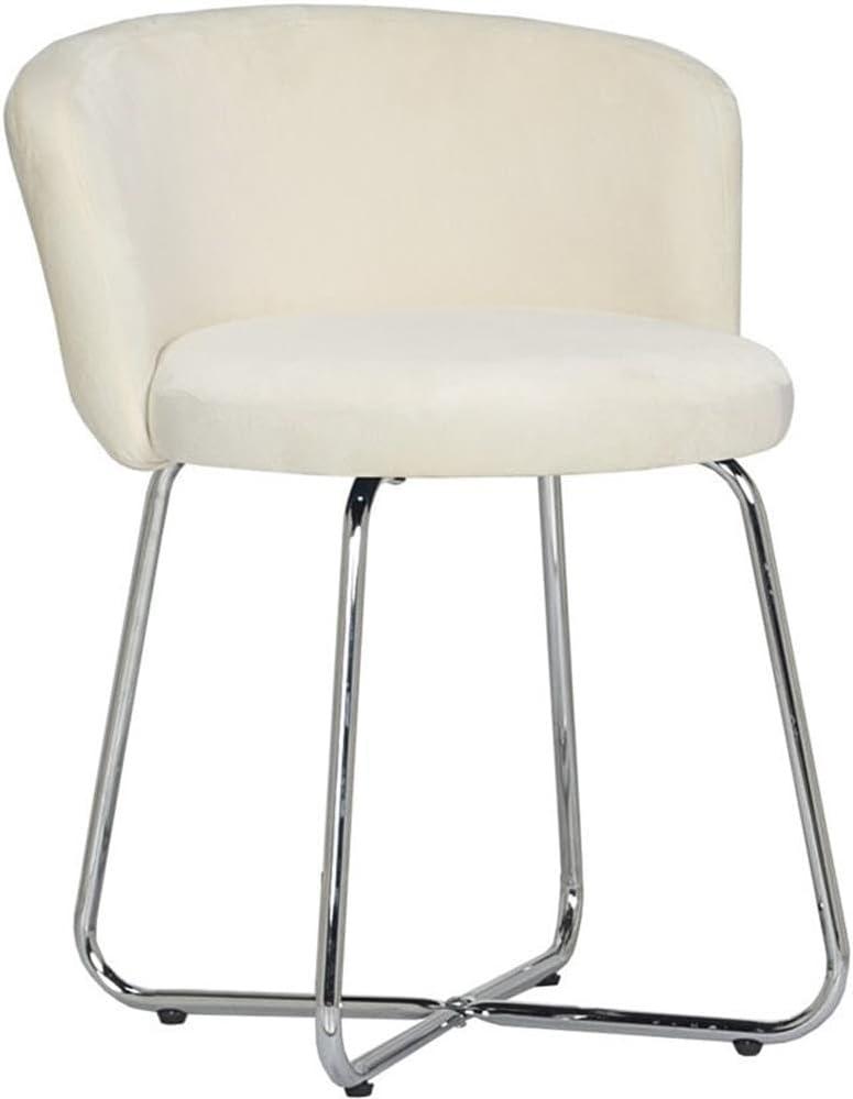 Hillsdale, Marisol Round Metal and Upholstered Vanity Stool with Scoop Back for Makeup Room or Bathroom, Off-White, 

	20.75"D x 20.75"W x 25"H