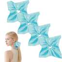 4 Pcs Satin Silk Scrunchies Soft Hair Ties Fashion Hair Bands - No Crease All Hair Types and Textures for Day or Night (Baby blue)