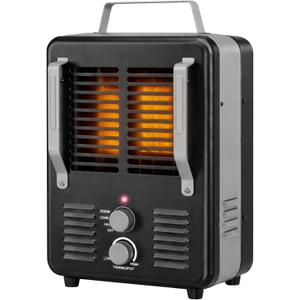 Comfort Zone Electric Portable Milkhouse Style Utility Space Heater with Adjustable Thermostat, Overheat Protection, and Safety Tip-Over Switch, Ideal for Garage or Greenhouse, 1,500W, CZ798BK