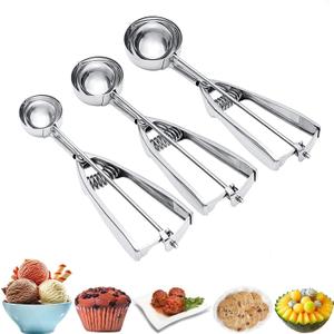 Ice Cream Scoop, 3Pcs Cookie Scoop Set, Stainless Steel Ice Cream Scooper with Trigger Release, Large/Medium/Small Cookie Scooper for Baking, Cookie Scoops for Baking Set of 3 with Cookie Dough Scoop