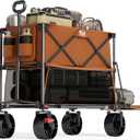 TIMBER RIDGE 400L Large Capacity Folding Double Decker Wagon with Brakes, 54" Extra Long Extender Wagon Cart, 450lbs Heavy Duty Collapsible Cart, All-Terrain Big Wheels for Camping, Sports, Shopping