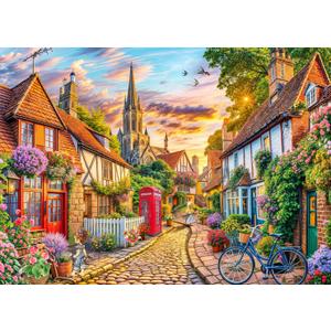 Jigsaw Puzzles for Adults 1000 Piece Puzzle for Adults 1000 Pieces Puzzle 1000 Pieces-Charming European Town with Cobblestone streetscape