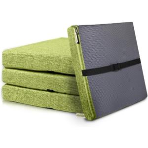 4PCS Linen Soft Foam Seat Cushion | 15x14x2 Inches Bar Stool Cushions Square | Thickened Recliner Cushion | Chair Cushion with Removable Cover (Green)
