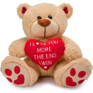 CaseTank Valentines Day Gifts for Her Kids: 10 Inches Teddy Bear Funny Cute Stuffed Animal Plush Present, Valentines Day Birthday Gifts for Him Women Girlfriend Boyfriend Wife Mom Fiance (I Love You More the End I Win)