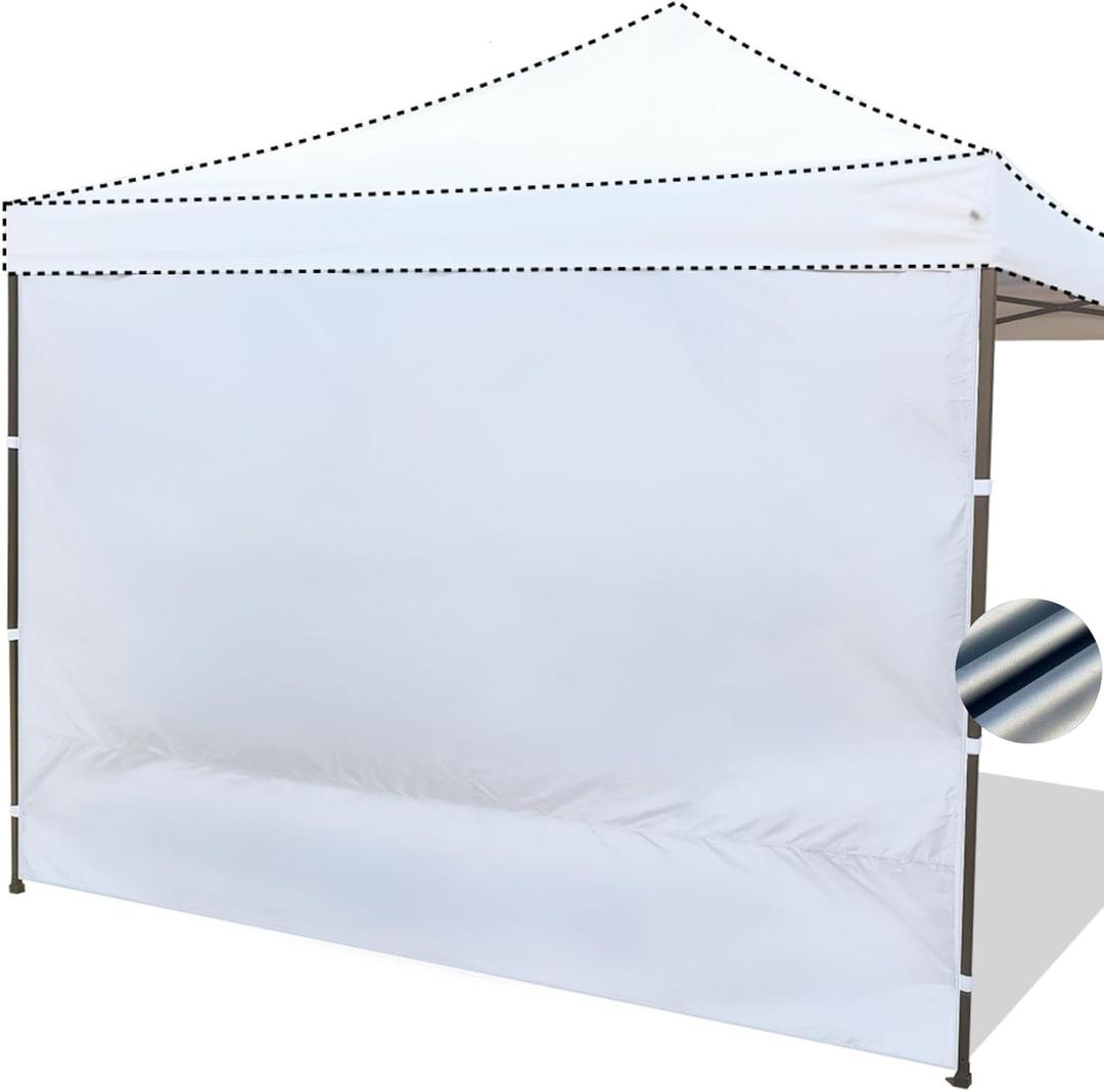 10x10 Canopy Sidewalls with Silver Coating UPF50+ Shelter Sunwall Waterproof Canopy Shade Wall Instant Canopy Side Wall for Outdoor Pop up CanopiesTent and Vendor Tent, Silver Coated White