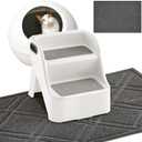 Marsui 2 Pack Cat Ramp for Litter Box Steps with 23" x 35" Non Slip Cat Mat Dog Stairs Rubber Feet Step for Automatic Litter Box Older Elderly Small Cats Animal Pets