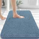OLANLY Bathroom Rugs 36x24, Extra Soft Absorbent Chenille Bath Rugs, Rubber Backing Quick Dry, Machine Washable Bath Mats for Bathroom Floor, Tub and Shower, Home Decor Accessories, Airy Blue