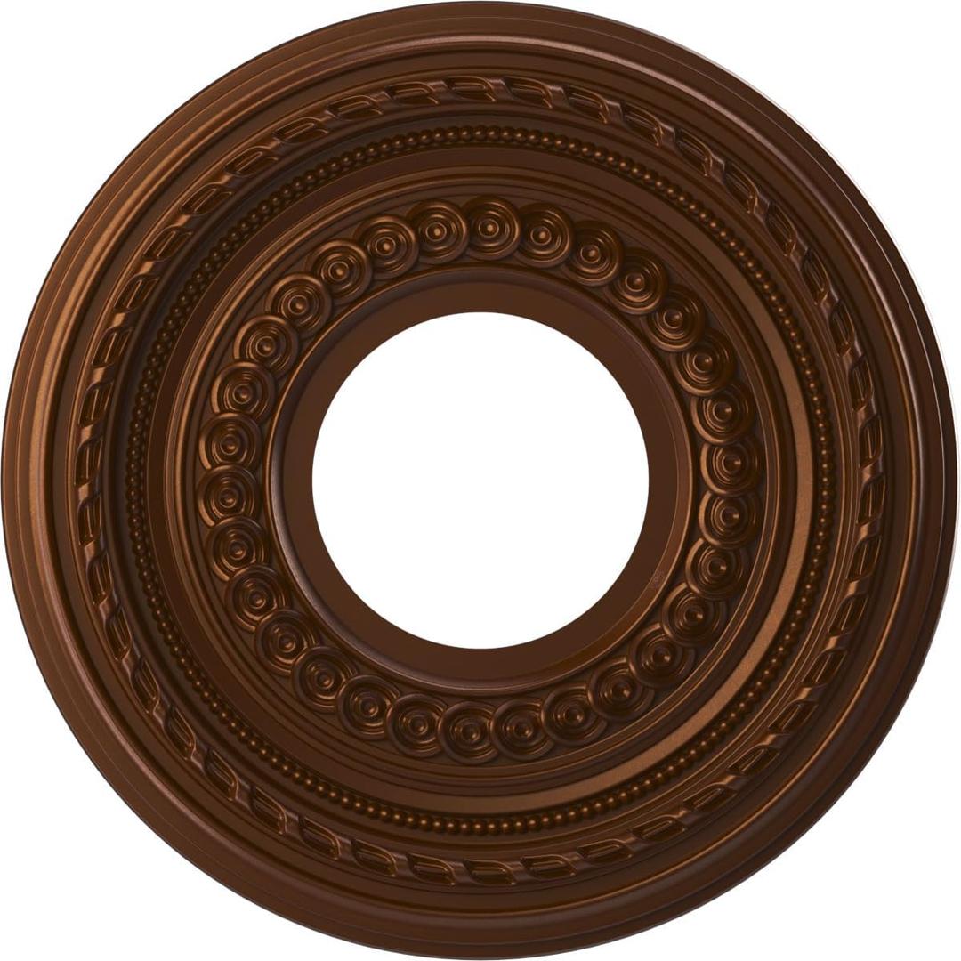 Ekena Millwork CMP10COCDC Cole Thermoformed PVC Ceiling Medallion (Fits Canopies up to 4 1/4"), 10"OD x 3 1/2"ID x 3/4"P, Metallic Dark Copper