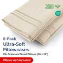 Standard Pillow Cases Set of 6 - Ultra Soft Hotel Quality Pillowcase Covers - Comfy, Cozy & Wrinkle Free - Shrink, Stain and Fade Resistant - Machine Washable Pillow Protectors - 6 Piece Set - Wheat