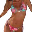 RoseSeek Women's 2 Piece Leopard Floral Bikini Sets Halter Triangle String Bathing Suit Starfish Metal Swimsuits, XS