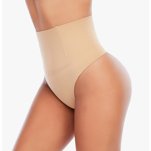 Werena Tummy Control Thong Shapewear for Women Seamless Shaping Thong Panties Body Shaper Underwear, S Beige