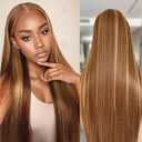 26 Inch Highlight Ombre Lace Front Wig Human Hair 13x4 Honey Blonde Lace Front Wigs Human Hair 180% Density Straight 4/27 Wigs Natural Hairline HD Transparent Glueless Lace Frontal Wigs