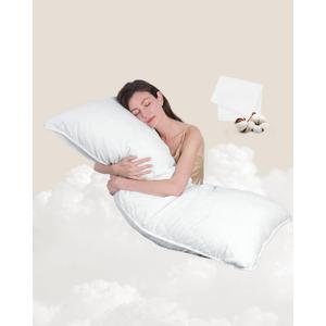 ZonLi Body Pillows for Adults, Quilted Long Pillow for Bed, Body Pillow with Removable Cotton Cover and Adjustable Memory Foam Filling, Full Firm Body Pillow for Side Sleeper, 20"x54" (Linen White)