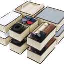 Cupic Cupid Drawer Organizer, Dresser Organizers, Foldabe Drawer Organizer Clothes, Closet Organization and Storage Dividers for Socks, Underwear and Diaper, Set of 12, Beige