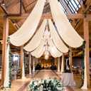 MODFUNS Champagne Ceiling Drapes for Parties 2 Panels 5FTx20FT Sheer Fabric for Draping Chiffon Curtain Ceiling Backdrop Wedding Arch Drapes Fabric Tulle Wedding Curtains Banquet Hall Tent Drapery