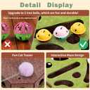 Interactive Cat Puzzle Toy for Indoor Cats, Felt Cat Puzzle Feeder Box with 3 Metal Balls and Wand. Cat Scratch Puzzle Enrichment Box for Self-Play & Encourages Hunting Instincts.