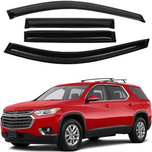 Canvcle Traverse Rain Guards - Window Visors for Chevrolet Chevy Traverse 2018-2023, Outside-Mount Tape-On Side Window Wind Deflectors for Traverse Accessories, Vent Visors Shades Rainproof Black 4PCS
