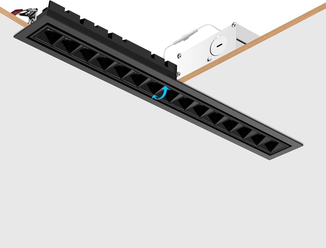 20W 3000K 1200LM Linear Recessed Light,TRIAC/ELV/0-10V Dimmable(Black), 1Pack