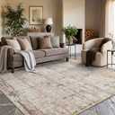 Rugxara 6x9 Washable Area Rug for Living Room, Modern Abstract Large Boho Rugs for Office, Dining Room, Kids Room, Farmhouse, Durable Low Pile Non Slip Carpet for High Traffic Areas, Beige Grey