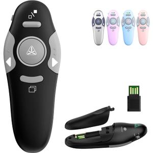 QUI Presentation Clicker Wireless Presenter Remote Clicker for PowerPoint Presentation Remote, PowerPoint Slide Advancer for Mac/Windows/Linux, Google Slide/PPT/Keynote, USB A, Black