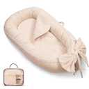 Baby Lounger, Infant Lounger for Newborn,Portable Baby Nest Cover Breathable & Soft, Newborn Essentials (Bow)